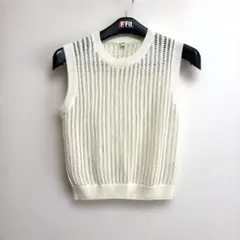 【UNIQLO】ユニクロ　メッシュクルーネックショートセーター/ノースリーブ