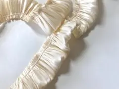 ホイップフリル　3㎝幅1m アイボリー　インド刺繍　りぼん　サテン　ドール