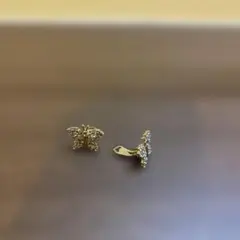 アンティーク蝶デザイン クリスタル イヤリング