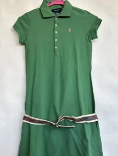 新品ラルフローレン　キッズ　8〜10歳　ポロ半袖ワンピース　ベルト付き　ロゴ