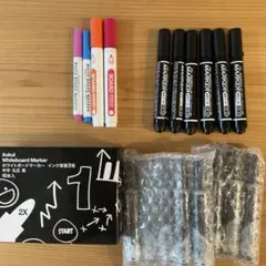 ホワイトボードマーカー 中字 黒 アスクル10本セット+ぺんてる8本