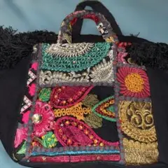 as know as インド刺繍パッチワークトートバッグ