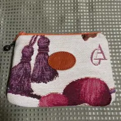 ゴブラン織　ポーチ　赤　オレンジ