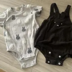 petit main　ミッフィー　パイルサロペットとロンパース