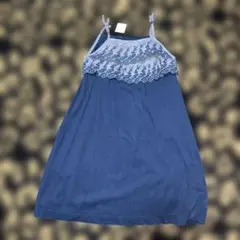 新品babygap110刺繍レースフリル付きリボンキャミソールワンピースネイビー
