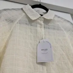 しまむら mysa 田中里奈 パフ袖シャツ シアーブラウス　シャツブラウスM