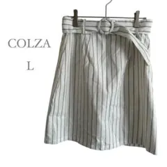 【COLZA】ミニスカート スカート　白黒　ボーダー　裏地　USED 古着