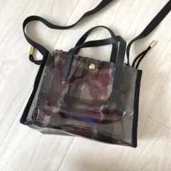 ブルーレーベル クレストブリッジ　クリアPVC ミニトート ブラック チェック