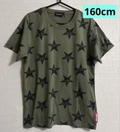 ★Tシャツ　半袖　160　星柄　スター　オリーブ　カーキ　キッズ　男の子のサムネイル