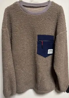 ブラウン フリース クルーネック トレーナー