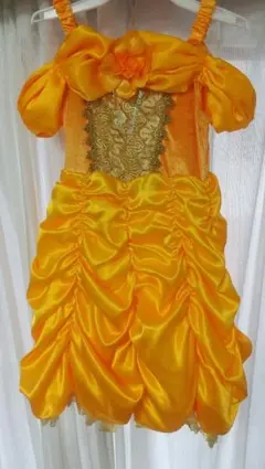 ディズニー 美女と野獣 ベル ドレス 110サイズ 【バラの装飾付き】