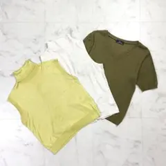 レキップヨシエイナバ ノースリーブサマーニット 茶 白 S~M*ND282