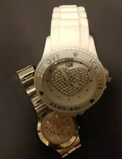 ★ICE ホワイトクォーツ腕時計 ハートデザイン・wiccaの2点セット☆