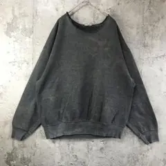 Y5167古着　トレーナー　スウェット　チャコール　無地　カットオフ