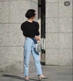 meer. PIPING BORDER DENIM ライトブルー