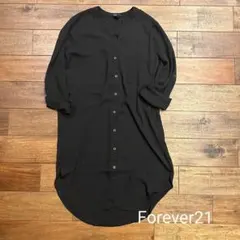 FOREVER21 ノーカラー　ロングシャツ　ワンピース