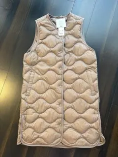 極美品 プラステ ロングダウンジレ ベスト フード S ベージュ