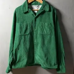 【希少・美品】60sビンテージ オープンカラーシャツ コーデュロイ グリーン