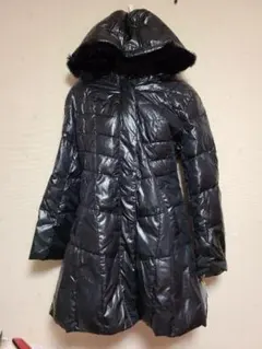 【新品タグ】27,972円☆ラビットファー取外可☆フード☆ダウンコート ブラック