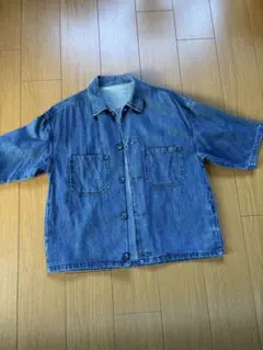 GUデニム半袖シャツインディゴブルー