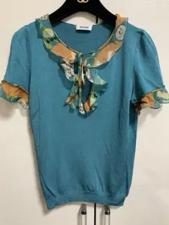 MOSCHINOフリル付き半袖ニット　USA6size/M sizeのサムネイル