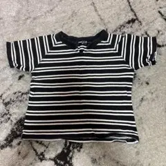 COMME CA ISM 半袖Tシャツ 90サイズ 黒と白ストライプ