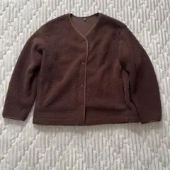ユニクロ　ボアフリースクルーネックカーディガン ダークブラウン XLサイズ