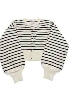 ボーダー　クロップドカーディガン