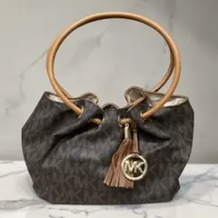 【美品】マイケルコース MKシグネチャー リングトートバッグ タッセル ブラウン
