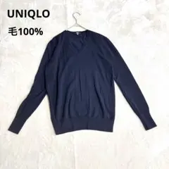 UNIQLOユニクロ　ニット　セーター　vネック　毛100% 大きめ　黒