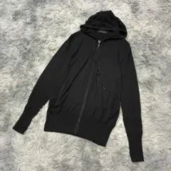 MICHEL KLEIN 38 ニットパーカー フルジップ 黒 シルク混 通勤のサムネイル
