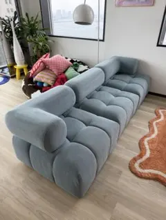 Francfranc パフィソファブルー3人掛け「3点セット」「美品」 Francfranc パフィソファブルー3人掛け「3点セット」「美品」 - メルカリ