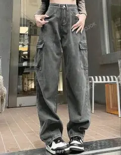 ハイウエスト　フラップポケット　カーゴジーンズ