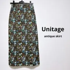 Unitage ユニテージ　アンティーク調 ジャガードロングスカート ブラウン