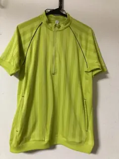 UNIQLO★蛍光イエロー ストライプ ハーフジップ Tシャツ Ｌサイズ