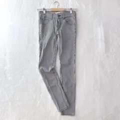 アースミュージックアンドエコロジー　 ストライプ スキニーパンツ　【S】　綿混