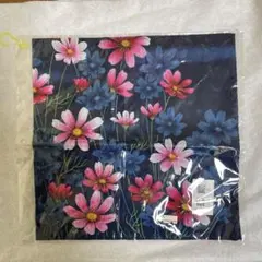 花柄ネイビー ハンカチ
