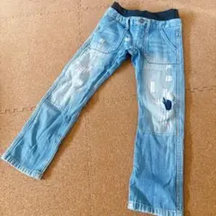 MPS ダメージ加工 ロングパンツ 120 ウエストサイズ調整ボタン付