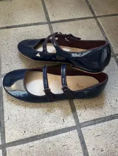 21.5cm ZARA Kids ネイビーエナメルバレエシューズ