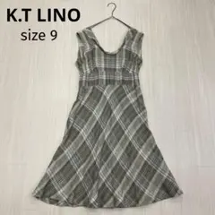 ◆ K.T LINO リネン 100% ノースリーブ チェック ワンピース 9のサムネイル