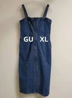GU　デニムワンピース　XL　サロペット　ダークブルー
