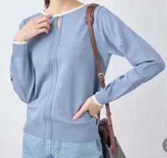 美品 ROPE PICNIC ゴールドパーツ配色ニットプルオーバー