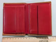 「ホワイトハウスコックス」ブライドルレザー 多収納財布 ベージュ×レッドのサムネイル