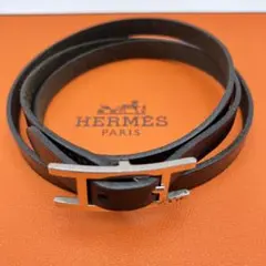 極美品✨HERMES　アピ シルバー金具　ロング ブレスレット 3連 4連 HERMES エルメス アピ ブレスレット シルバー金具 ブラック - メルカリ