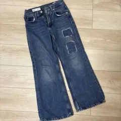 ZARA ダメージ加工 ワイドレッグパンツ 9cm
