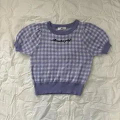 ALGY＊紫色チェック柄半袖サマーニット