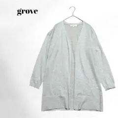【grove】長袖カーディガン/オープンフロント/レーヨン/ゆったり/ボタンレスのサムネイル