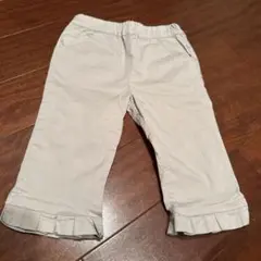BeBe 110ベージュズボン　フリル裾7分パンツ ハートポケット