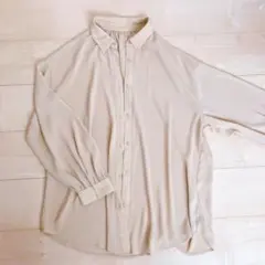 GU シアーオーバーサイズシャツ(長袖) L ベージュのサムネイル