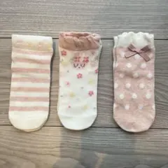 キッズ靴下 3足セット ピンク系　15-20cm